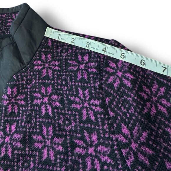 Talbot’s Geo Snowflake Cozy Woven Trim Jacket Purple Black Full Zip Women’s Sz M - Picture 9 of 12